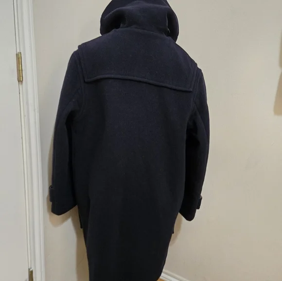 Womens Burberry Over Sized Navy Blue Wool Duffle Coat Sz M - Picture 4 of 12